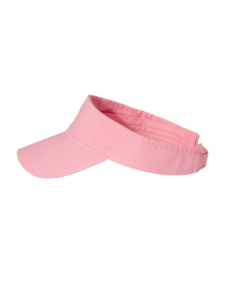 Image of a model wearing a VC500 Valucap Bio-Washed Visor